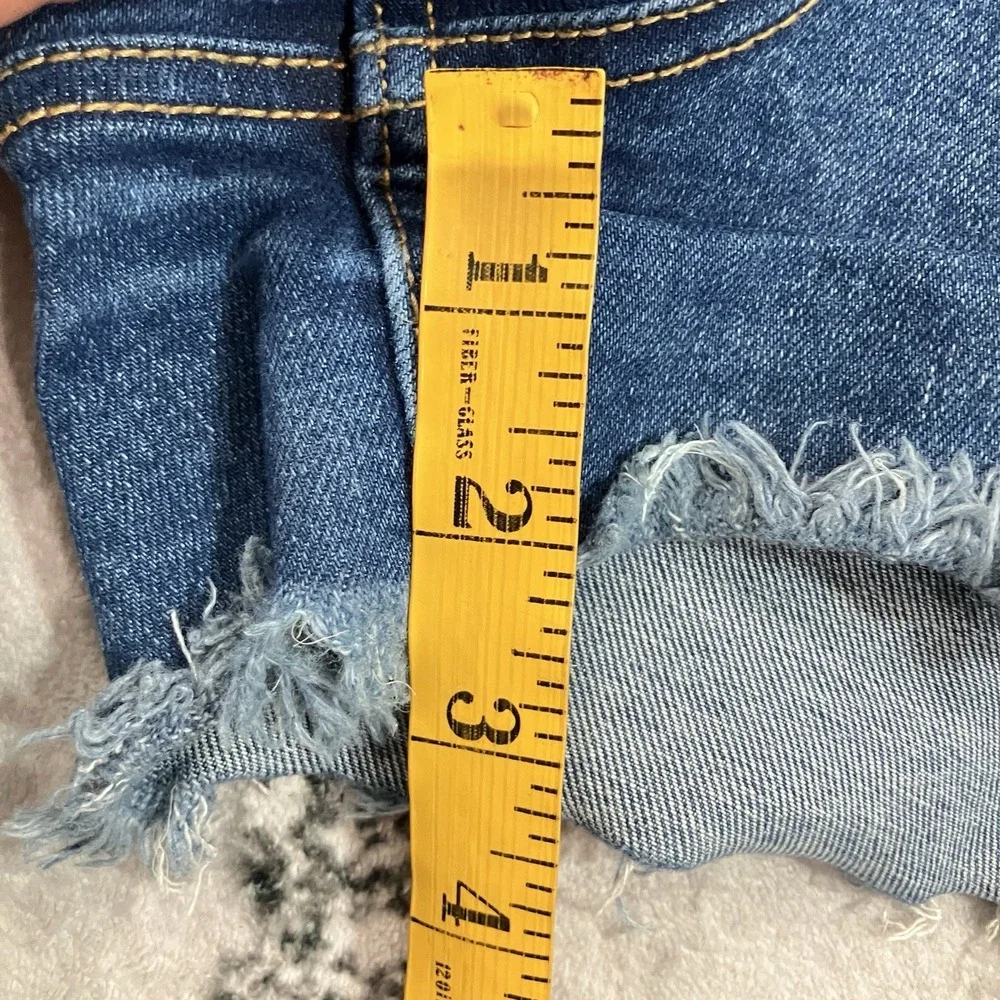 Free People CRVY High Rise Distressed Cutoff Denim Shorts Blue Womens Size 34